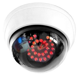 O&W Security Dummy Camera with 25 Red LED Fake Lens Dummy Security Camera Realistic Design for Indoor and Outdoor Use