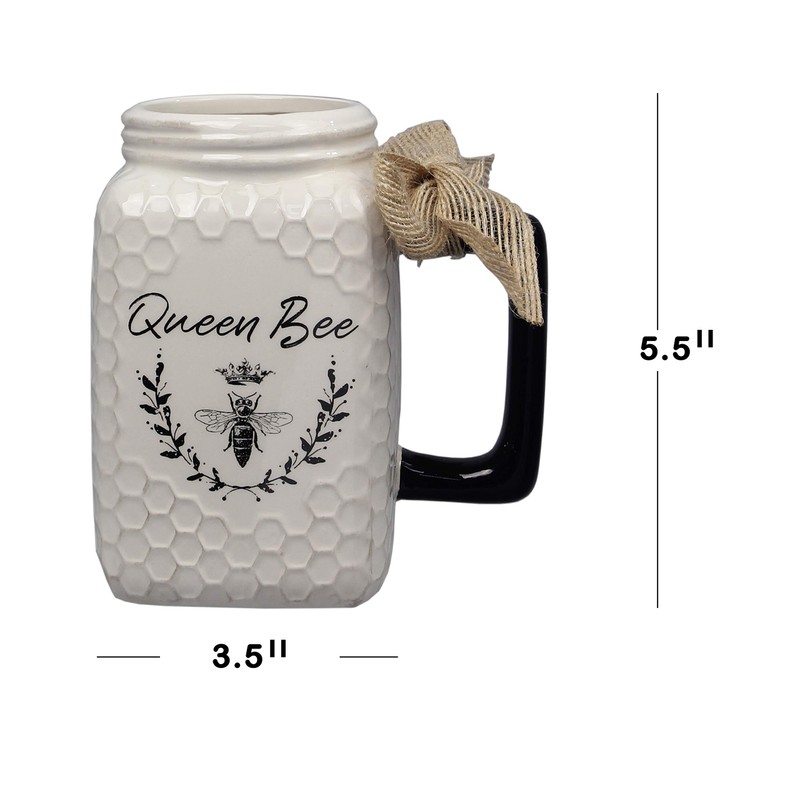 Young's Inc Ceramic Bee Mason Jar Mug, Multi