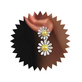 Inateannal Vintage Resin Daisy Flower Earrings White Flower Stud Earrings Acrylic Daisy Dangle Earrings Boho Sunflower Flower Earrings Jewelry for Women and Girls