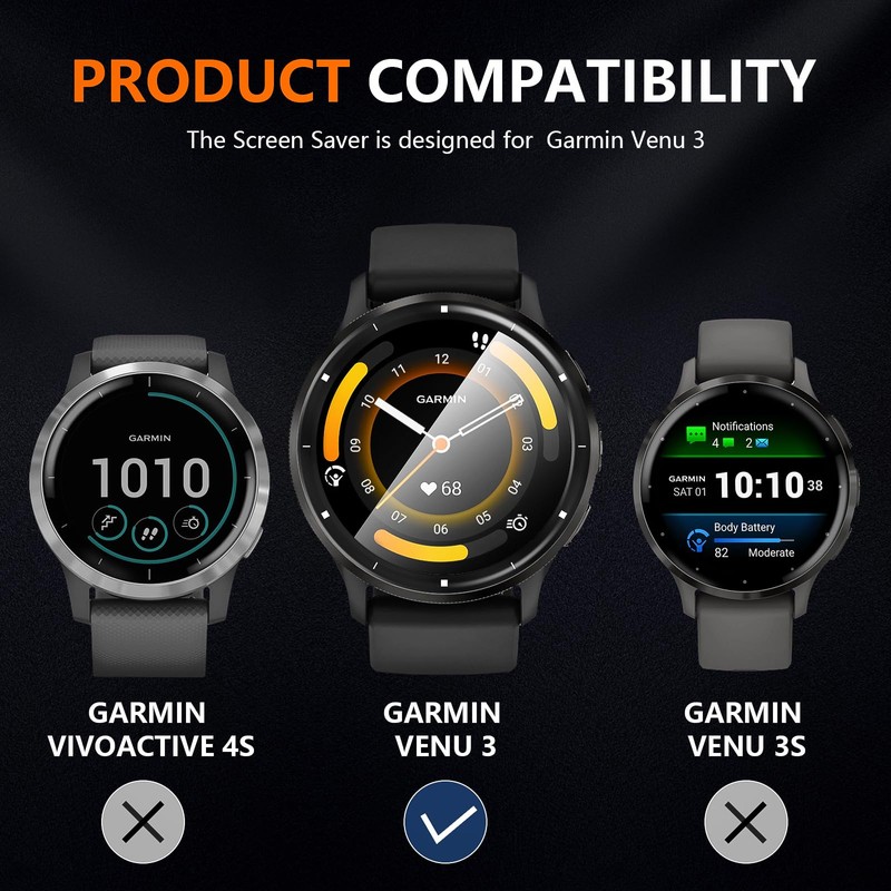 Suoman 2+2 Pack for Garmin Venu 3 45mm Screen Protector,