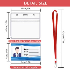 XHDA Red 10PCS Lanyards for Neck with 10PCS Card Holder, Lanyard with Clear Card Holder，Lanyard and Plastic Card Holder for ID Card and Staff