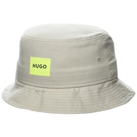 HUGO Men's Square Logo Bucket Hat, Oat Cream, Large-X-Large