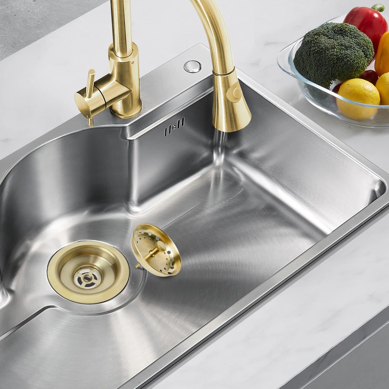 JEAPHA 2 Pcs Gold Sink Strainers Replacement for Standard 3-1/2