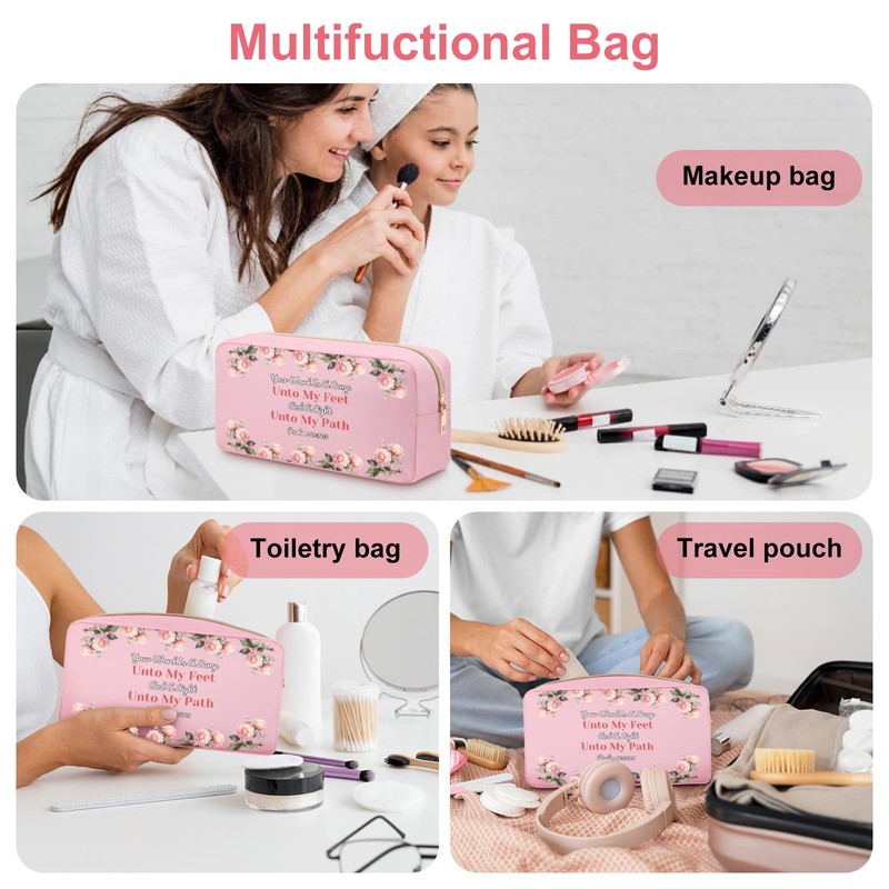 Pink Christian Makeup Bag Christian Gifts for Women Bible Verse