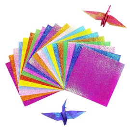 HAIKING Glitter Paper, 50 Sheets Shiny Rainbow Color Square Origami Paper, Craft Cardstock Paper for DIY Decoration, Craft Paper, Scrapbook Decor, Gift Wrapping(10 Colors)