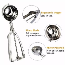 Unbranded 5cm Stainless Steel Ice Cream Mashed Potato Cookie Scoop Spoon Spring Handle M