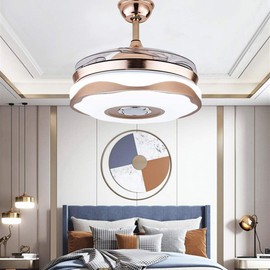 Fandian 36'' Modern Ceiling Fans with Light Smart Bluetooth Music Player Chandelier Invisible Blades with Remote Control, Dimmable LED Kits Inlcuded (36" Modern)