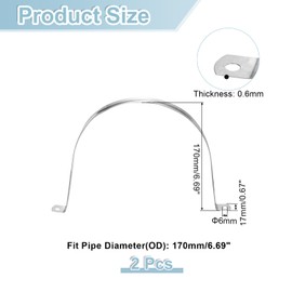 sourcing map 2Pcs Rigid Pipe Straps, 170mm(6.69") 304 Stainless Steel 2 Hole U-Shaped Bracket Tube Hanger Pipe Clamps for Fixing Pipe Cable