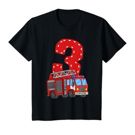 Kids Kids Fire Truck 3rd Birthday Party Toddler Boy 3 Year Old T-Shirt