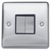 Caradok 2 gang 2 way plate switch Brushed Chrome, Metal