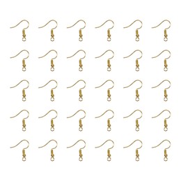 TOAOB 100pcs Golden Earring Hooks Hypo Allergenic French Ear Wires with Ball and Coil 18mm Fish Hook Earrings Making Supplies Jewelry Findings