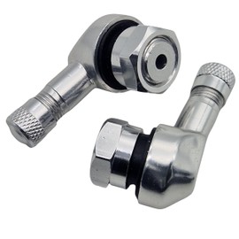 2x Motorcycle Aluminium Angle Valve Silver 11.3 mm Valves Angle Valve