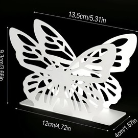 Guador Napkin Holder, Pack of 2 Napkin Stands, Butterfly Stainless Steel Napkins, Home Decoration, Napkin Dispenser, 16 x 14.5 x 4.5 cm Napkin Holder (White)