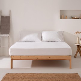 Fitted Sheet 105 x 200 x 30 cm 100% Cotton Breathable Adjustable White