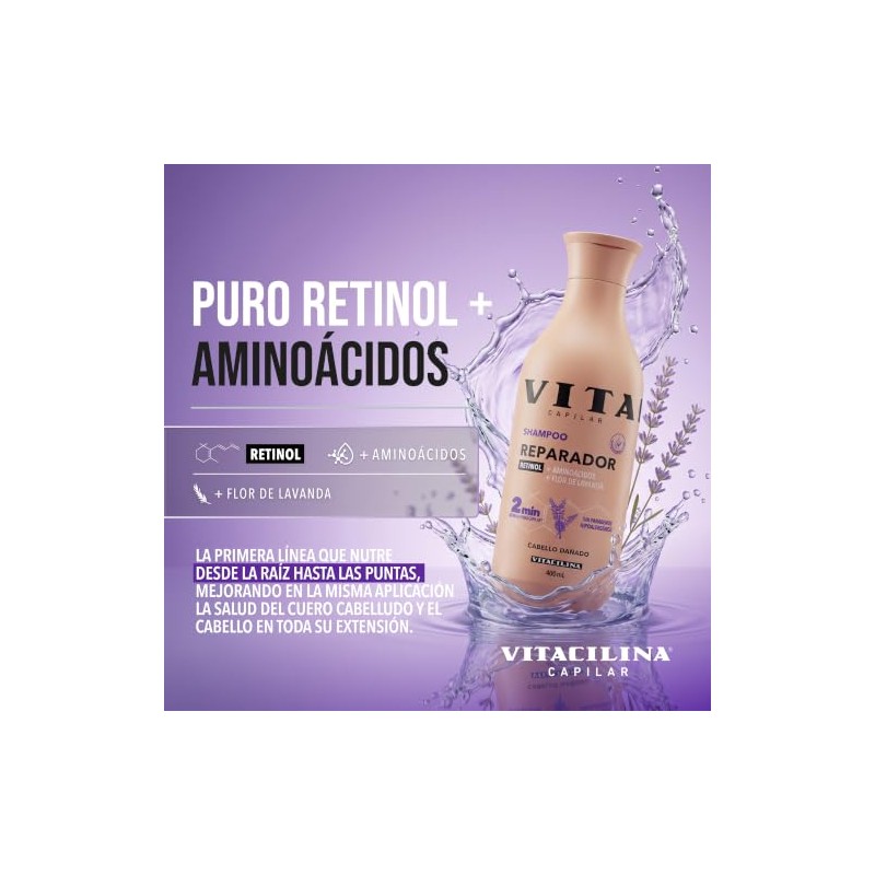 Vitacilina Shampoo Reparador, Botella de 400ml.