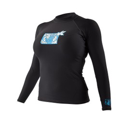 Body Glove Women's Basic Fitted Long Sleeve Rash Guard Tops, Black, X-Large