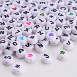 HERZWILD 1400 pcs Letters Beads for Friendship Bracelets Making Kit， Alphabet Beads Bracelets Beads for Jewelry Making，Threading Round Heart Beads Star Beads Letter Beads Craft Beads (Black)