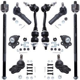 Detroit Axle - 2WD Front 10pc Suspension Kit for 1997-1999 Dodge Dakota 1999 Durango 2 Stabilizer Sway Bar Links 4 Lower Upper Ball Joints 4 Outer Inner Tie Rod Ends Replacement