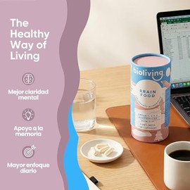 Brain Food Bioliving | Suplemento con Nootrópicos Naturales y Omegas 3, 6 y 9 | Con Alfa GCP, Ginseng y Resveratrol | 120 Cápsulas | Apoyo Cognitivo D