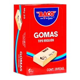 Baco | Goma Migajón Grande Mg-20 - Caja C/20 Gomas Escolares