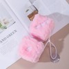 Heart Embroidered Baby Pink Fuzzy Plush Dice - 3-Inch Decorative