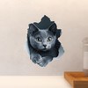 Gray Cat Decal - Wall Hole Sticker with 3D Effect