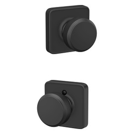 Schlage F10 BWE 622 LFL Bowery Door Knob with Laflin Trim, Hall & Closet Passage Lock, Matte Black