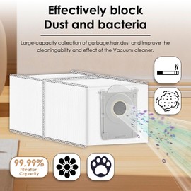 (9 Pack) X8 PRO OMNI Replacement Dust Bags for ECOVACS DEEBOT X8 PRO OMNI/ T50 PRO OMNI/ T50 MAX PRO OMNI robot vacuum, Activated Carbon Filter layer, Disposable Vacuum Bag, Canister Bags