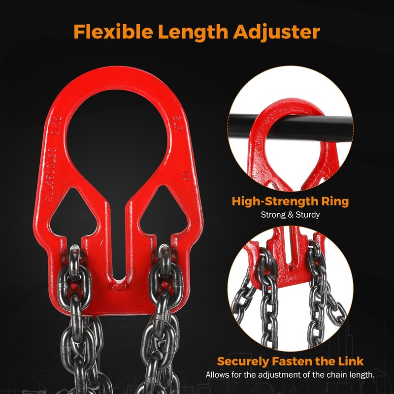 BEAMNOVA Lifting Chains with Adjuster Hooks, 3/8 Inch x 10
