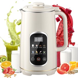 Kuhuz Nut Milk Maker,42oz Plant Based Milk Machine For Homemade Almond/Oat/Soy,10-in-1 Countertop Blender With Juice/Milkshake/Food Processor/Boil Water,Delay Start/Keep Warm/Self Cleaning,White