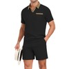 PrinStory Men's Summer Track Suits Waffle Knit Polo Shirt and