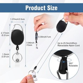 Paquete de 50 Llavero Retráctil, Llavero Metálico con Mosquetón, Cordón Retráctil de 65 cm con Credenciales para uso en exteriores, Oficina, Enfermeras y Médicos