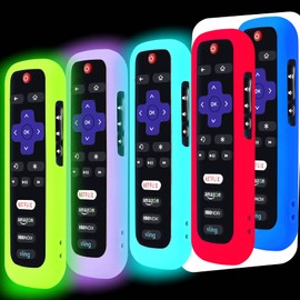 5 Pack Remote Case for Roku, Battery Cover for TCL Smart TV Steaming Stick Control, Silicone Protective Controller Universal Sleeve Skin Glow in The Dark Green Blue Purple Red