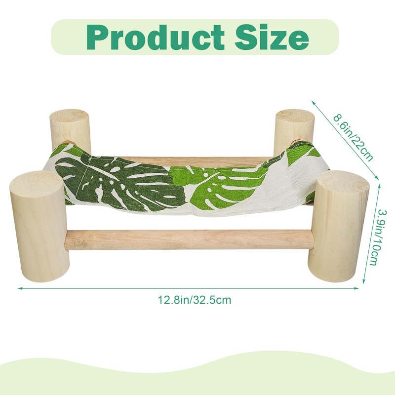 Dojomadf Wooden Bearded Dragon Cloth Bed, Reptile Hammock for Bearded