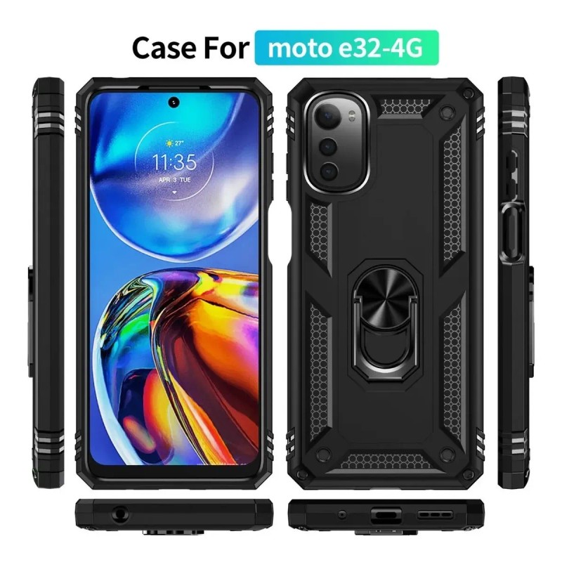 Funda Rudo Con Anillo Para Moto E32 / E32s