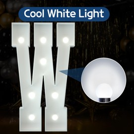 imprsv 3FT Marquee Light Up Letters, Cool White Light Up Letters W, Large Marquee Letters for Party Decorations, Foam Letters Large, Letters With Lights for Decor, Birthday Wedding Decor
