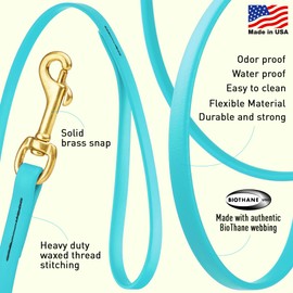 Viper K9 Biothane Working Dog Leash Waterproof Lead for Tracking Training Schutzhund Dog Sport & Search - Odor-Proof Long Line with Solid Brass Snap for Puppy Medium Large 1/2" x 20ft Sky Blue