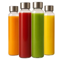 BOROKRAFT Glass Bottles 16 oz Borosilicate 4 Pack Glass Water Bottles with Lids Juicing Bottle Reusable for Juicing Smoothies, Infused Water, Beverage Storage
