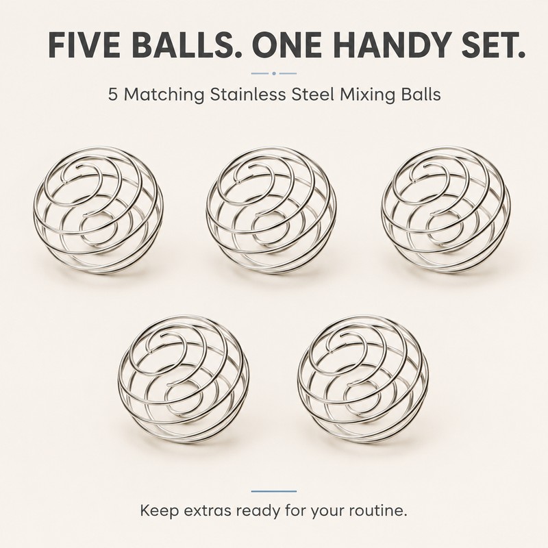Shaker Bottle Mixing Balls, 5 Pack, 304 Stainless Steel Whisk