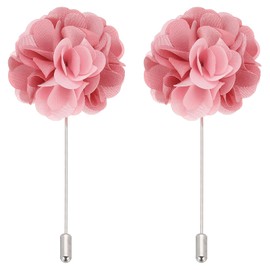 PATIKIL Flower Boutonnieres Pin, 2 Pcs Lapel Pin for Men Camellia Flower for Suit Wedding Graduation Anniversary Brooch Graduation Outfit Accessories, Dark Pink/Light Pink