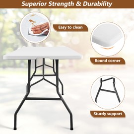 RROCOSIA 8FT Folding Table Camping Table Plastic Foldable Table Picnic Table for Outdoor Office Parties Camping,29" D x 94" W x 29" H