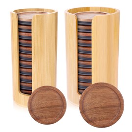 AFOROEOA 2 Pack Bamboo Mason Jar Lid Organizer - Vertical Canning Lid Storage Holder for Wide Mouth & Regular Mouth Lids - Fits 20-24 Mason/Canning/Bamboo Lids - Kitchen Organization Accessories