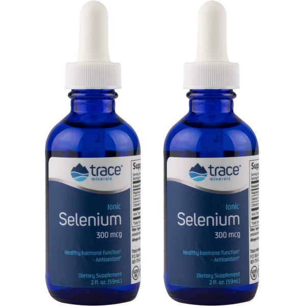 Trace Minerals Ionic Selenium 300 mcg (2 Pack) | Cardiovascular Health + Hormone Function, Antioxidant | Supports Thyroid, Immune System, Fights Free Radicals, Ionic Trace Minerals | Yeast-Free |