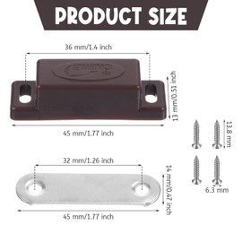 5 Pack Brown Magnetic Door Catch, Cabinet Magnets Latch, Strong Magnetic Catches Latch for Cupboard Door Catch, Wardrobe Closures, Shutter Wardrobe Close Closet Closure