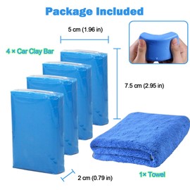 Car Clay Bar 4 Pack 400g, Premium Grade Clay Bars Auto Detailing Magic Clay Bar Kit with Towel Clay Bar Cleaner with Washing and Adsorption Capacity for Car Wash Car Detailing Clean,RV,Glass Cleaning