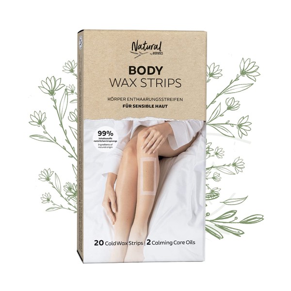 andmetics Natural Body Cold Wax Strips | 99% Natural Ingredients | Free from Polyethylene & Paraffins | For the Whole Body | Up to 4 Weeks Smooth Skin | Suitable for All Skin Types