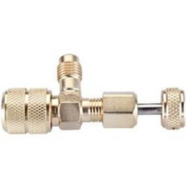 C&D CD2080 Large Thumb Screw core Depressor w/Back seat to Hold Gas in Hose, Coupler attaches to 5/16" m. Flare with 1/4" m. Flare Access Port