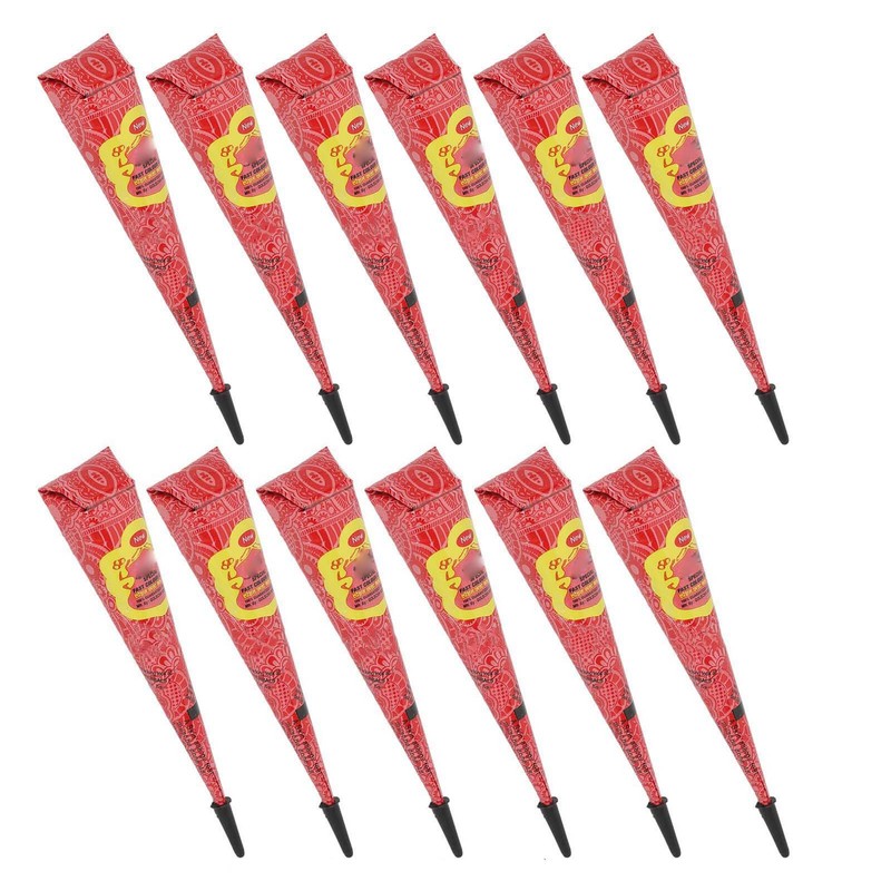 12pcs 0.9oz Temporary Tattoo Paste Red Professional Waterproof Safe DIY