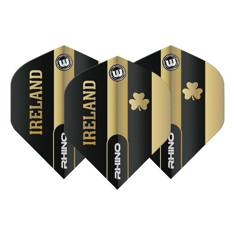 WINMAU Rhino Ireland Black & Gold Flag Dart Flights -