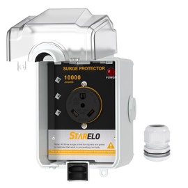 STARELO 30Amp RV Power Outlet Box with Surge Protector Waterproof（10000 Joules）,with Surge Protection for RV Campers,UL Listed.(NEMA TT-30R Box)
